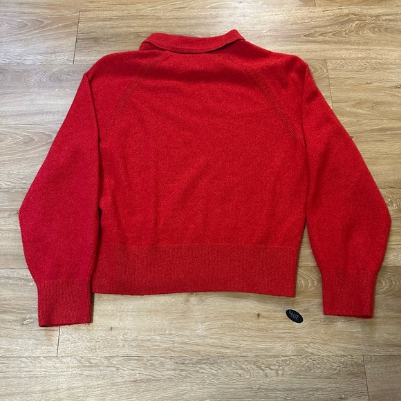 Everlane Red 100% Cashmere Sweater Classic Crew Slim Fit Size Medium M collard - Picture 8 of 8